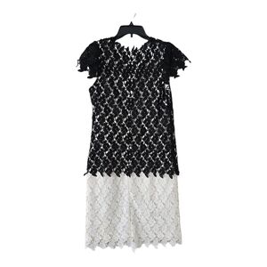 BMJ Studio Women’s Lacey Black& Ivory Embroidered Dress sz 12 Wedding